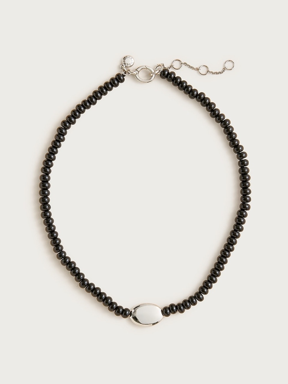 J. Crew Black Pearl Silver Orb Beaded Choker Necklace